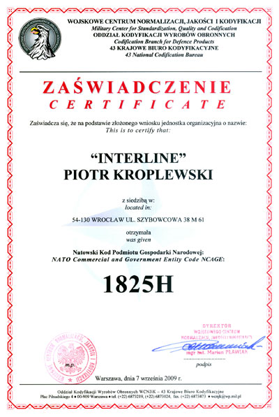Certyfikat interline