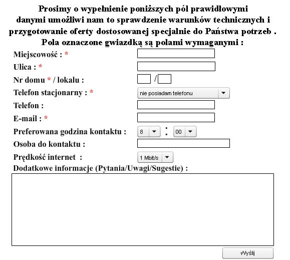 internetia formularz